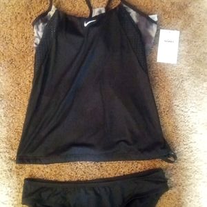 NIKE Women's 2-Piece Tie-Dye Layered Open Back Tankini Swimsuit Set Size M NEW